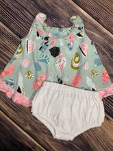Load image into Gallery viewer, Sea Shells All Over Print Bow Back Set with Ruffled Bloomers
