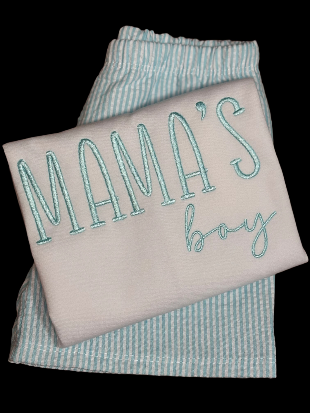 Mama's Boy Mint Seersucker Short Sleeve Set