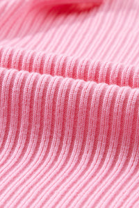 Pocket Ribbed Knit Short Sleeve Sweater