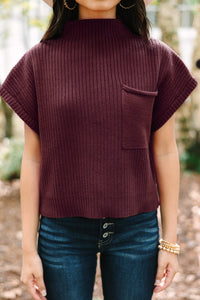 Pocket Ribbed Knit Short Sleeve Sweater