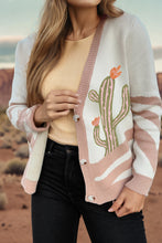 Load image into Gallery viewer, Apricot Cactus Pattern Button Front Knit Cardigan
