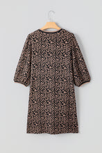 Load image into Gallery viewer, Black Leopard Print Bubble Sleeve Shift Mini Dress
