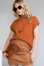Load image into Gallery viewer, Pocket Ribbed Knit Short Sleeve Sweater
