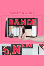 Load image into Gallery viewer, Black Dance Chenille Letter Zipper Varsity Clear Makeup Bag

