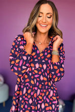 Load image into Gallery viewer, Blue Abstract Print Collared Tiered Flowy Maxi Dress
