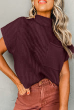 Load image into Gallery viewer, Pocket Ribbed Knit Short Sleeve Sweater
