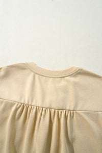 Parchment Ribbon Bow Ruffle Sleeve Round Neck Top