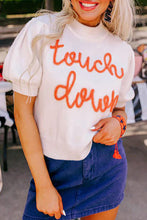 Load image into Gallery viewer, White Touchdown Tinsel Puff Short Sleeve Sweater
