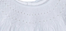 Load image into Gallery viewer, White Geo Pearl Smocked Short Sleeve Bubble

