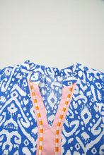Load image into Gallery viewer, Blue Western Fashion Print Striped Color Block Patchwork Shift Mini Dress
