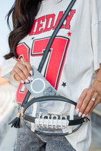 Load image into Gallery viewer, Black Football Contrast Trim Tassel Decor Clear Shoulder Bag
