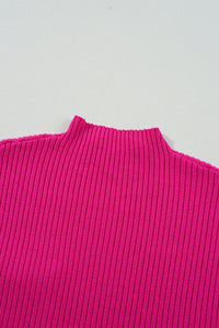 Pocket Ribbed Knit Short Sleeve Sweater