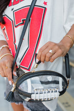 Load image into Gallery viewer, Black Football Contrast Trim Tassel Decor Clear Shoulder Bag
