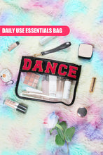 Load image into Gallery viewer, Black Dance Chenille Letter Zipper Varsity Clear Makeup Bag
