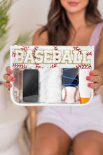 Load image into Gallery viewer, White BASEBALL Chenille Letter Patch Game Day Stadium Clear PVC Cosmetic Bag
