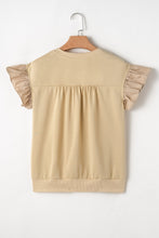 Load image into Gallery viewer, Parchment Ribbon Bow Ruffle Sleeve Round Neck Top
