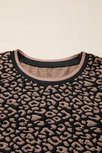 Load image into Gallery viewer, Black Leopard Print Bubble Sleeve Shift Mini Dress
