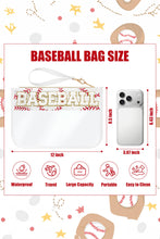 Load image into Gallery viewer, White BASEBALL Chenille Letter Patch Game Day Stadium Clear PVC Cosmetic Bag
