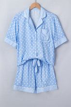 Load image into Gallery viewer, Sky Blue Dotted Print Soft Short Pajama Set
