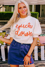 Load image into Gallery viewer, White Touchdown Tinsel Puff Short Sleeve Sweater

