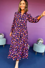 Load image into Gallery viewer, Blue Abstract Print Collared Tiered Flowy Maxi Dress

