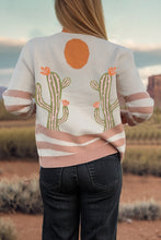 Load image into Gallery viewer, Apricot Cactus Pattern Button Front Knit Cardigan
