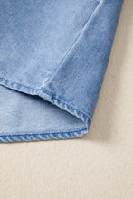 Load image into Gallery viewer, Blue Frilled Collar Flutter Sleeve Denim Top

