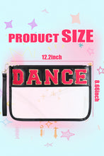 Load image into Gallery viewer, Black Dance Chenille Letter Zipper Varsity Clear Makeup Bag
