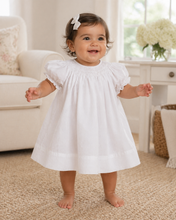 Load image into Gallery viewer, Petit Ami White Smocked Daygown with Matching Bonnet
