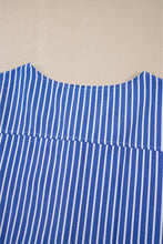 Load image into Gallery viewer, Blue Stripe Bow Front Puff Short Sleeve Blouse
