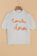 Load image into Gallery viewer, White Touchdown Tinsel Puff Short Sleeve Sweater
