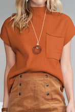 Load image into Gallery viewer, Pocket Ribbed Knit Short Sleeve Sweater
