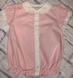Carriage Boutique, Girls Pink Button Front Bubble With Peter Pan Collar