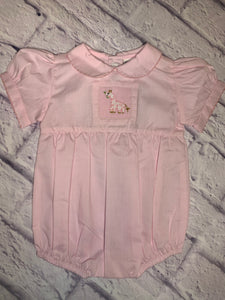 Carriage Boutique, Dainty, Pale Pink, Giraffe Smocked Bubble